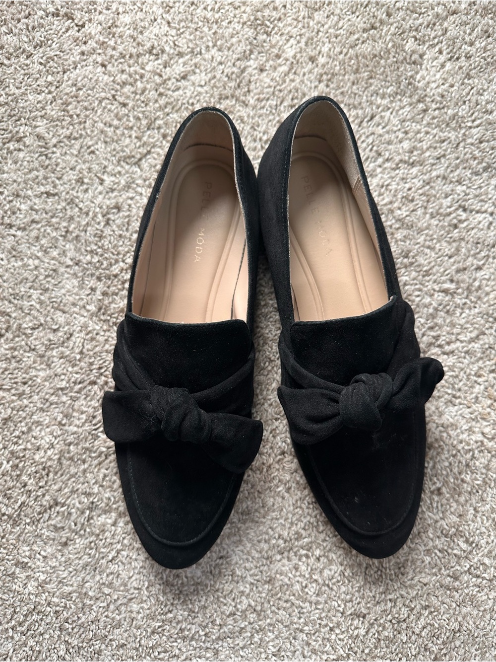 Pelle Moda Black Bow Suede Loafers by